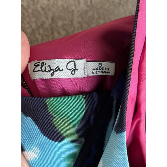 Eliza J Faille belted fit & flare dress - size 8 - multicolored - Picture 8 of 10